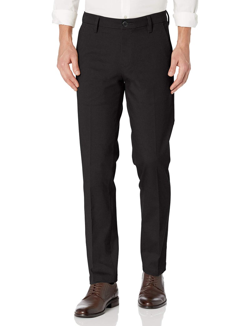 Dockers Men's Straight Fit Workday Khaki Smart 360 Flex Pants (Regular and Big & Tall), Black, 36W x 29L - Image 1